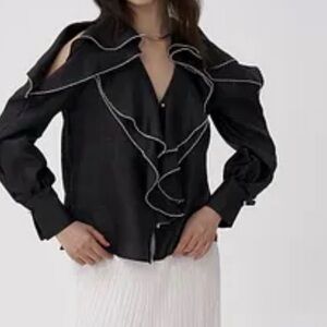 NWT MIANOTTE  Off-the-Shoulder Ruffle Detail Organza Blouse size 2